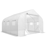 Outsunny 11.5' x 10' x 6.5' Walk-in Greenhouse, Tunnel Green House with Zippered Door and 6 Mesh Windows, Gardening Plant Hot House with Galvanized Steel Frame, White