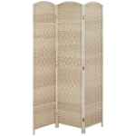 HOMCOM 6 Ft Tall Folding Room Divider, 3 Panel Portable Privacy Screen, Hand-Woven Partition Wall Divider, Light Oak