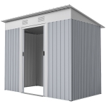 Outsunny 7' x 3.6' Outdoor Storage Shed, Metal Garden Shed with Lockable Sliding Doors and Vents, Grey