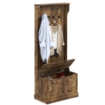 HOMCOM 4-In-1 Hall Tree with Coat Rack, Top Shelf, Shoe Storage and Bench Seat, Entryway Bench with 4 Hooks, Rustic Brown