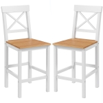 HOMCOM Counter Height Stools Set of 2, Farmhouse Bar Stools with Backs, Solid Wood Counter Stools for Kitchen Island