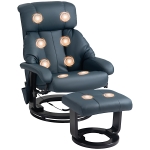 HOMCOM Massage Recliner Chair with Ottoman, 360° Swivel Recliner and Footstool, 10-Point Vibration, Blue