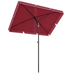 Outsunny 6.5x4ft Rectangle Patio Umbrella Aluminum Tilt Adjustable Garden Parasol Sun Shade Outdoor Canopy Red