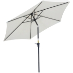 Outsunny 8.5' Round Aluminum Patio Umbrella 6 Ribs Market Sunshade Tilt Canopy w/ Crank Handle Garden Parasol Cream White