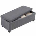 HOMCOM 44 Inches Ottoman with Storage, Lid, Legs, Corduroy End of Bed Bench for Living Room, Bedroom, Entryway, Grey