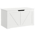 HOMCOM 31.5 Inches Storage Chest, Storage Trunk with Safety Hinge for Living Room, White Wood Grain