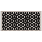 Outsunny Reversible Outdoor Rug, 9' x 18' Waterproof Plastic Straw Floor Mat, Portable RV Camping Carpet, Large Floor Mat for Deck, Backyard, Picnic, Beach, Black & Beige