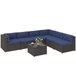Outsunny 7 Piece Patio Furniture Set, All Weather PE Rattan Outdoor Furniture Conversation Sets with Glass Top Coffee Table