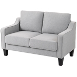 HOMCOM Loveseat Sofa, Modern Couch with Pocket Spring, Linen Upholstered, Thick Padded, Light Grey