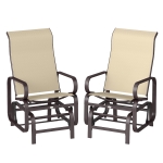 Outsunny Gliding Lounger Chair Set of 2, Single Rockers with Lightweight Metal & Mesh Construction, Khaki