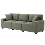 HOMCOM 3 Seater Sofa with Storage Pockets, Modern Upholstered Couch with Pocket Springs, Green