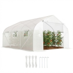 Outsunny 11.5' x 10' x 6.5' Outdoor Walk-in Greenhouse, Tunnel Green House with Roll-up Windows, Zippered Door, PE Cover, Heavy Duty Steel Frame, White