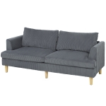 HOMCOM 3 Seater Sofa, 74" Modern Corduroy Upholstered Couch with Thick Spring Cushions, Solid Wood Legs, Armrests, Dark Grey