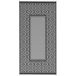Outsunny Reversible Outdoor Rug, Waterproof Plastic Straw with Carry Bag, 9' x 18', Black & Gray Gourd Border