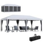 Outsunny 10' x 20' Pop Up Canopy Tent with Netting, Heavy Duty Instant Sun Shelter, Large Tents for Parties with Carry Bag for Outdoor, Garden, Patio, Cream White