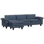 HOMCOM Sectional Sofa, L Shaped Couch with Deep Seat, Movable Ottoman and Pillow-top Armrests, Blue