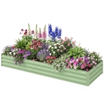 Outsunny 8x3x1FT Galvanized Raised Garden Bed, Easy DIY and Cleaning for Growing Flowers, Herbs, Succulents, Light Green
