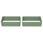 Outsunny Galvanized Raised Garden Beds, Outdoor Planter Box, Set of 2, for Flowers, Herbs and Vegetables, Green