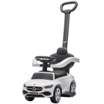 Qaba Licensed Mercedes-Benz Push Car for Toddlers, 2-in-1 Sliding Walking Car with Push Handle, Horn, Guardrail, White