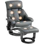 HOMCOM Massage Recliner Chair with Ottoman, 360° Swivel Recliner and Footstool, 10-Point Vibration, Gray