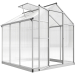 Outsunny 6' L x 6' W Walk-In Polycarbonate Greenhouse with Roof Vent for Ventilation & Rain Gutter for Winter