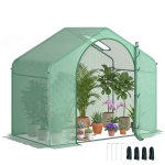 Outsunny 6' x 3' x 5' Portable Walk-in Greenhouse, PE Cover, Steel Frame Garden Hot House, Zipper Door, Top Vent for Flowers, Vegetables, Saplings, Tropical Plants, Green