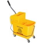 HOMCOM Compact Mop Bucket with Wringer, Mop Bucket on Wheels, 21 Quart, Separate Dirty and Clean Water, Yellow