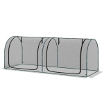 Outsunny 8' x 3' Crop Cage, Garden Plant Protector, with 3 Zippered Doors and 6 Ground Stakes, for Garden, Yard, Lawn, Black
