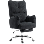 HOMCOM Office Chair with Foot Rest, Ergonomic Reclining Computer Gaming Chair w/ Snow Flannel Fabric, Thick Cushion, Black