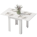 HOMCOM 55" Extendable Dining Table for 4-6, Kitchen Table with Steel Slides and Felt Pads for Small Spaces, White