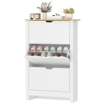 HOMCOM Shoe Storage Cabinet with 3 Flip Drawers and Adjustable Shelves for 12-18 Pairs of Shoes, White