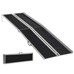 HOMCOM 10' Skidproof Portable Wheelchair Ramp for Home, Steps, Doorways, Carpeted Foldable Handicap Ramp, Threshold Ramp