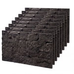 HOMCOM 8-Pack 3D Faux Stone Wall Panels, Lightweight Polyurethane Panels for Interior and Exterior Accent Walls, Black