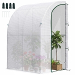 Outsunny 5' x 4' x 7' Outdoor Lean to Greenhouse, Walk-In Green House Plant Nursery with Roll-up Window, PE Cover, White