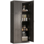 HOMCOM Farmhouse Pantry Cabinet, 71" Tall Kitchen Pantry Storage Cabinet with Soft-Close Hinges, Adjustable Shelves, Espresso
