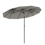 Outsunny Double Sided Patio Umbrella, 9.7' Large Outdoor Market Umbrella with Push Button Tilt and Crank, 3 Air Vents and 12 Ribs, for Garden, Deck, Pool, Gray