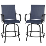 Outsunny Outdoor Bar Stools Set of 2, 360° Swivel Bar Height Chairs, 26.75" x 29.5" x 48.5", Navy Blue