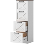 HOMCOM 4 Drawer File Cabinet with Silent Slides, Vertical Farmhouse Filing Cabinet Fits Letter/A4 Size Home Office, White