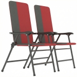 Outsunny Folding Patio Chairs Set of 2, Padded High Back Lawn Camping Chairs with Armrests, 600D Oxford Fabric, Red