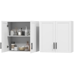 HOMCOM 2-Piece Simple Medicine Cabinet Wall Mounted, Bathroom Wall Cabinet with 2 Doors and Adjustable Shelf Storage, White
