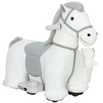 Qaba 6V Ride On Horse, Battery Powered Ride on Toy, Electric Kids Riding Pony with Bear Toy, Music for Aged 1.5-5 Years