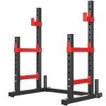 Soozier Adjustable Squat Rack, 660lbs Multi-Functional Bench Press Rack for Weight Lifting Home Gym Strength Training, Red