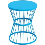 Outsunny 16" Patio Side Table, Garden End Table with Hourglass Design, Steel Accent Table for Outdoor and Indoor Use, Blue