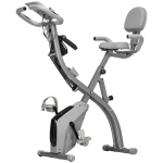 Soozier 3 in 1 Folding Exercise Bike, Foldable Stationary Bike with 8-Level Magnetic Resistance, Adjustable Seat, Grey