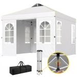 Outsunny 9.6 x 9.6 ft Pop Up Canopy Tent with Sidewalls, One Push Setup, UPF50+ Portable Instant Canopy Shelter, White