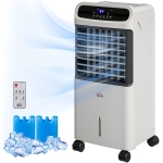 HOMCOM 3-In-1 Ice Cooling Fan, Mobile Evaporative Air Cooler with Remote, Timer, Oscillating for Home Office, Bedroom, Gray