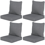 Outsunny Patio Chair Cushions Set of 4 with Seat & Backrest, Fade Resistant Seat Replacement Cushion Set, Gray