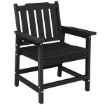 Outsunny All-Weather Patio Chair, HDPE Patio Dining Chair, Heavy Duty Wood-Like Outdoor Furniture for Garden, Backyard, Deck, Porch, Lawn, Black