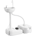kleankin Portable Camping Sink, Handwashing Station Basin with 4.5 Gal (17 L) Tank, 6.3 Gal (24 L) Recovery Tank, Rolling Wheels & Soap Dispenser for RV, Outdoor Events, Gatherings, HDPE, White