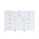 48" Bathroom Vanity with 2" Integrated Resin Sink, Multi- Drawer Vanity Cabinet with Removable Dividers and Door Racks, 47'' L x 19.5'' W x 33.5'' H, White